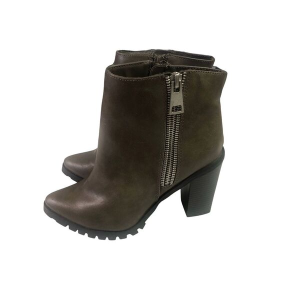 Mossimo Taupe Side Zipper Block Heel Pointy Toe Ankle Booties - Picture 4 of 10